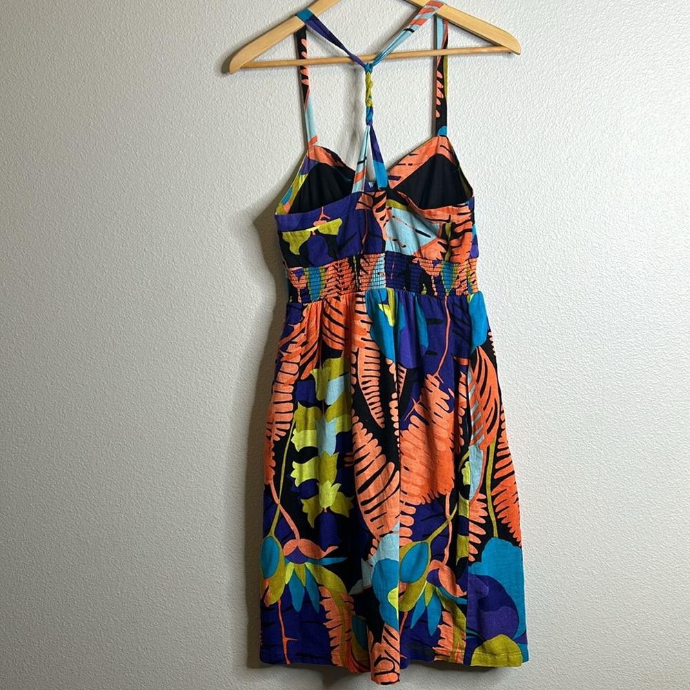 Edme & Esyllte Anthropologie cotton linen pocketed Tropical Print Summer Dress - Picture 8 of 9